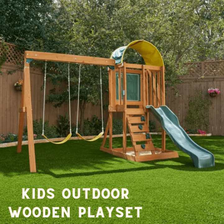 KIDS OUTDOOR WOODEN SWING SET