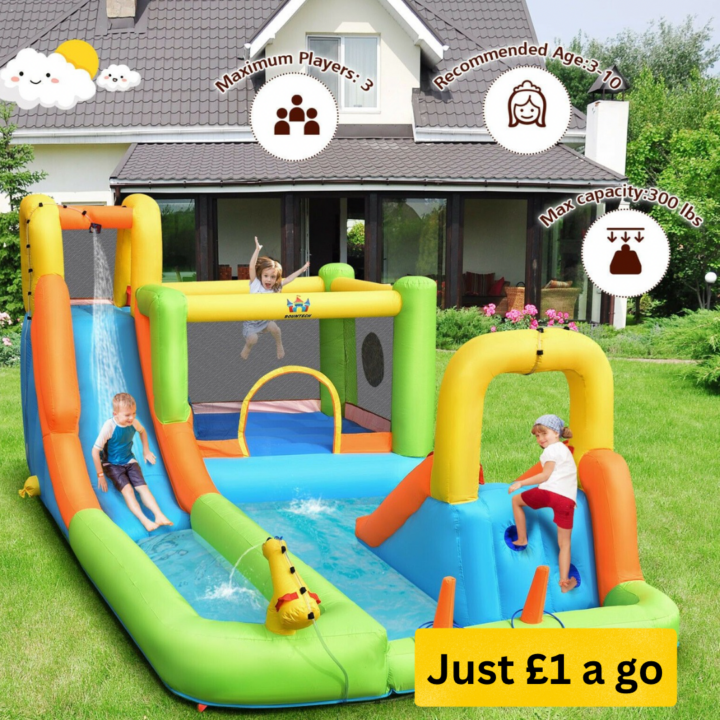 Inflatable Water Park Bounce House Double Water Slides Climbing