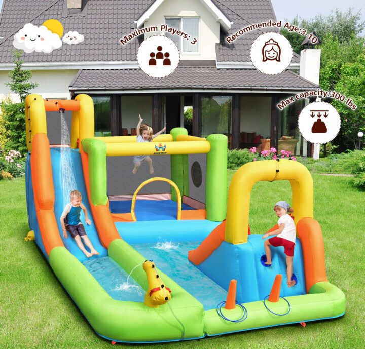 Inflatable Water Park Bounce House Double Water Slides Climbing - Image 2