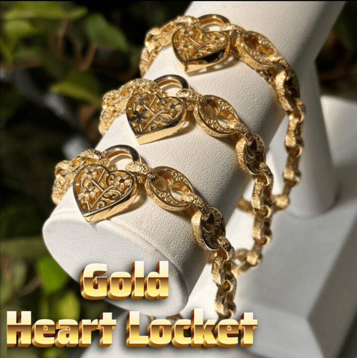 LADIES GOLD HEART LOCKET BRACELET