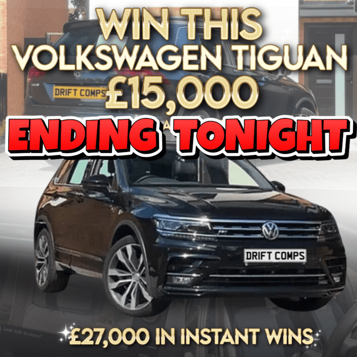 WIN THIS VW TIGUAN R-LINE OR MASSIVE £15,000 CASH ALTERNATIVE £50,000 INSTANT WIN COMPETITION