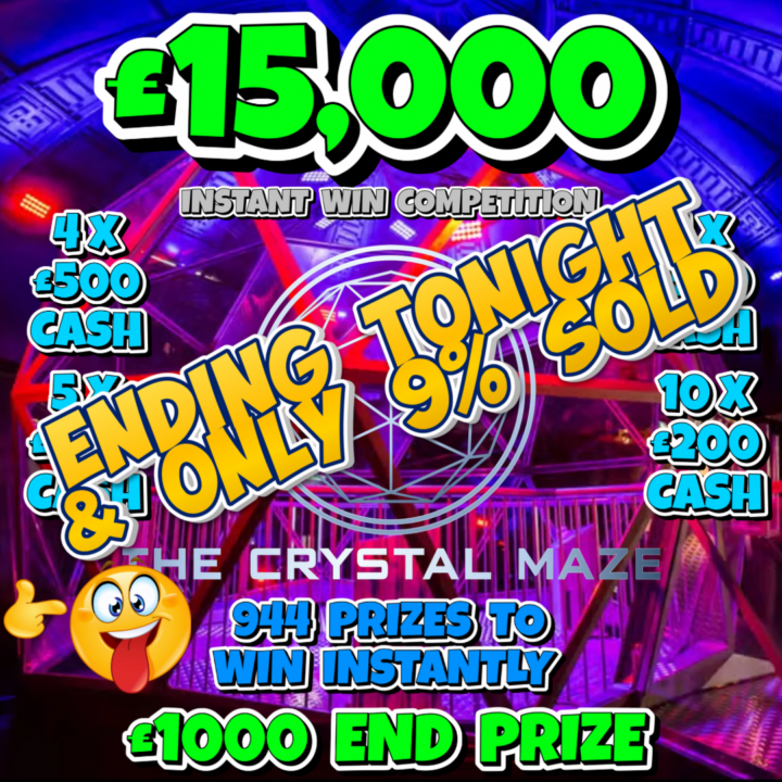 CRYSTAL MAZE £15,000 PRIZE POT  944 PRIZES TO WIN INSTANTLY £1000 CASH END PRIZE