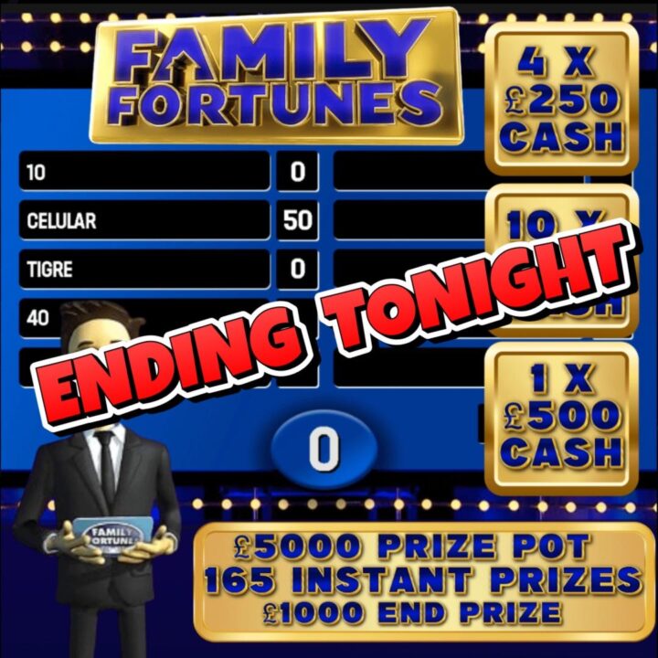 FAMILY FORTUNES £5000 PRIZE POT 165 INSTANT PRIZES £1000 END PRIZE
