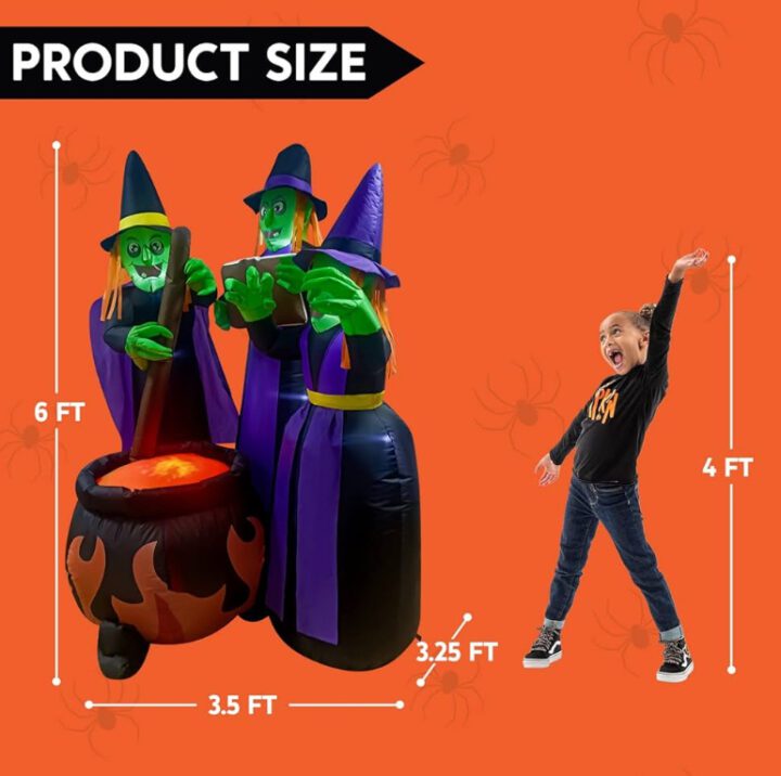HALLOWEEN LIGHT UP/INFLATABLE WITCHES & CAT - Image 2