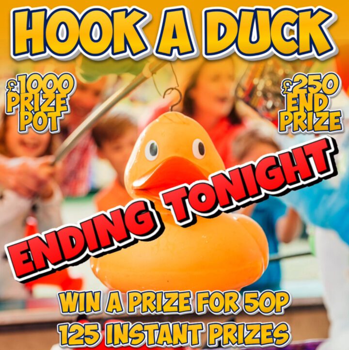 HOOK A DUCK WIN INSTANTLY FOR 50P £1000 PRIZE POT 125 INSTANT PRIZES £250 END PRIZE