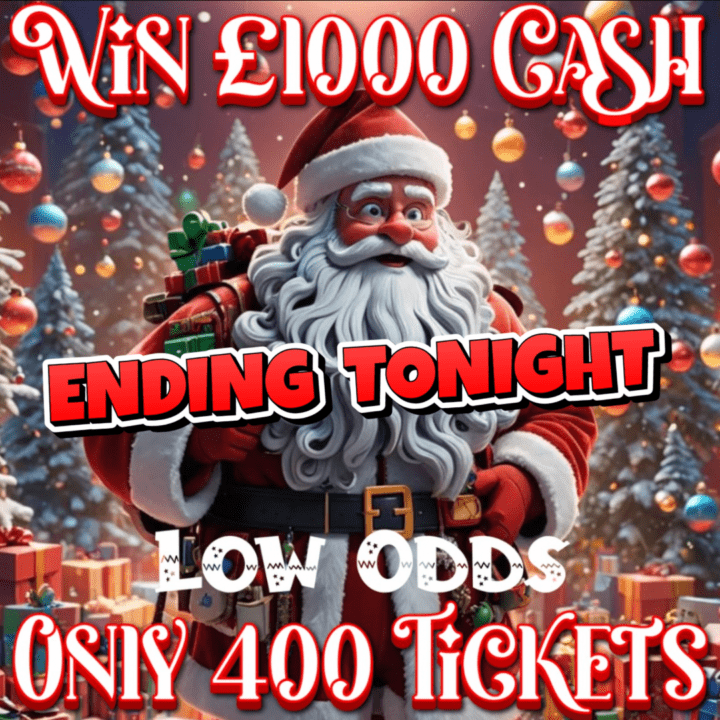 WIN £1000 CASH LOW ODDS ONLY 400 TICKETS
