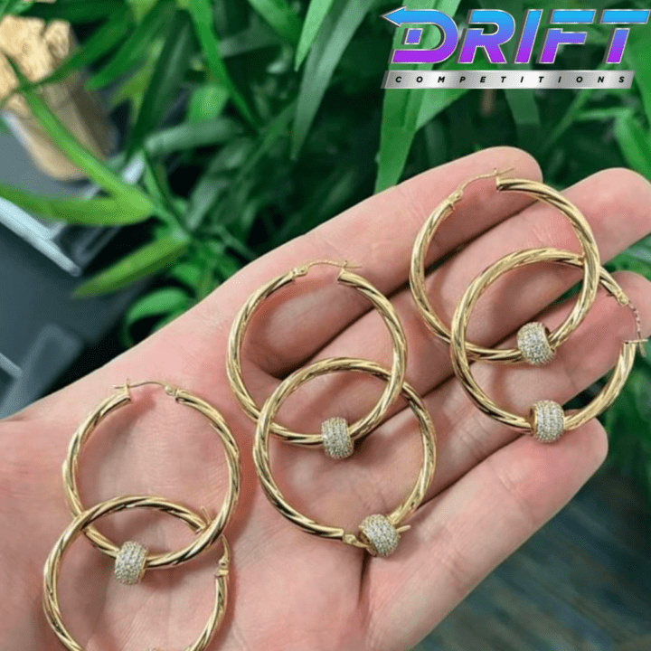 9CT GOLD TWIST HOOP EARRINGS WITH CZ BALL G