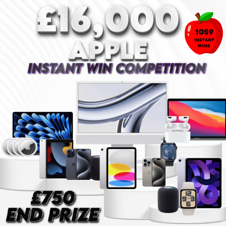 £16,000 APPLE INSTANT WIN COMPETITION 1059 PRIZES TO WIN INSTANTLY