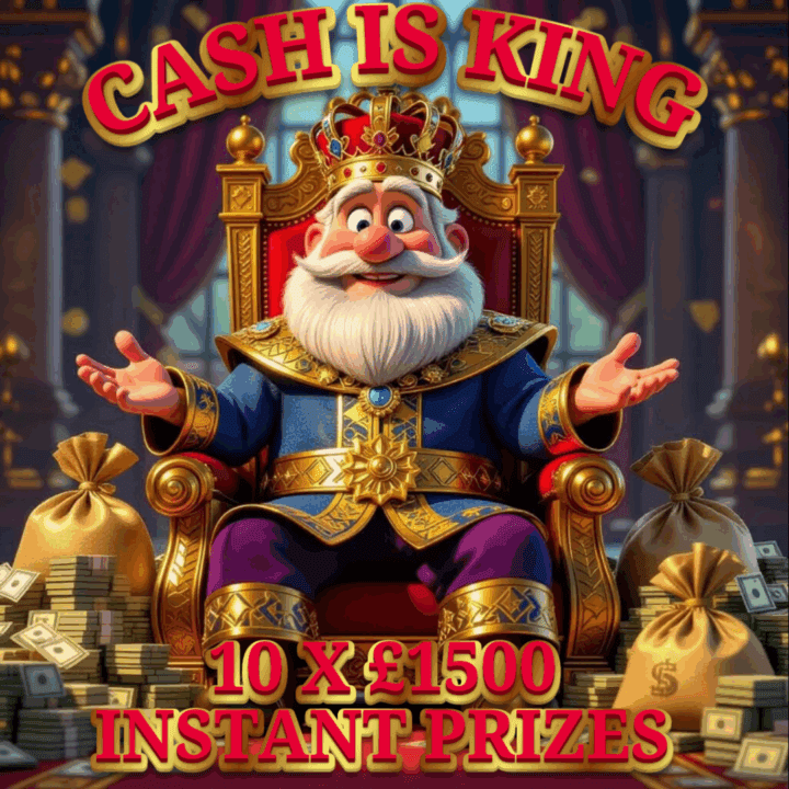 CASH IS KING 10 X £1500 CASH INSTANT PRIZES + £1500 JACKPOT