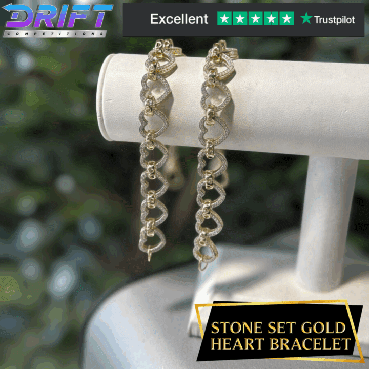 GOLD STONE SET HEART BRACELET