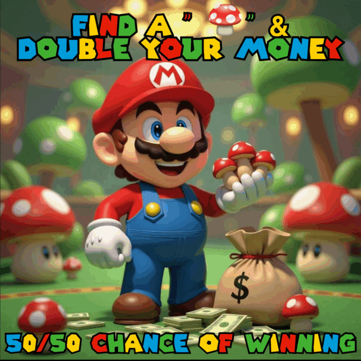 DOUBLE OR NOTHING 50/50 CHANCE OF DOUBLING YOUR MONEY 1:2 ODDS