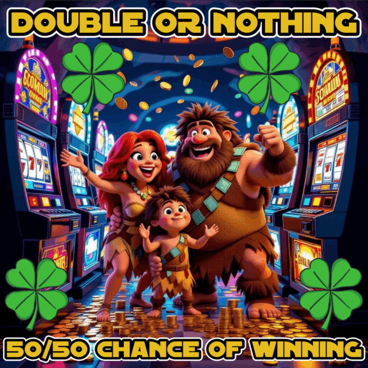 DOUBLE OR NOTHING 50/50 CHANCE OF DOUBLING YOUR MONEY 1:2 ODDS