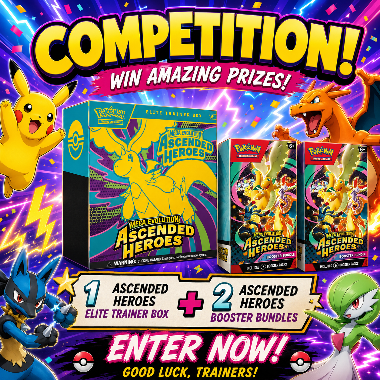 POKEMON ASCENDED HEROES ETB + 2 BOOST BUNDLES