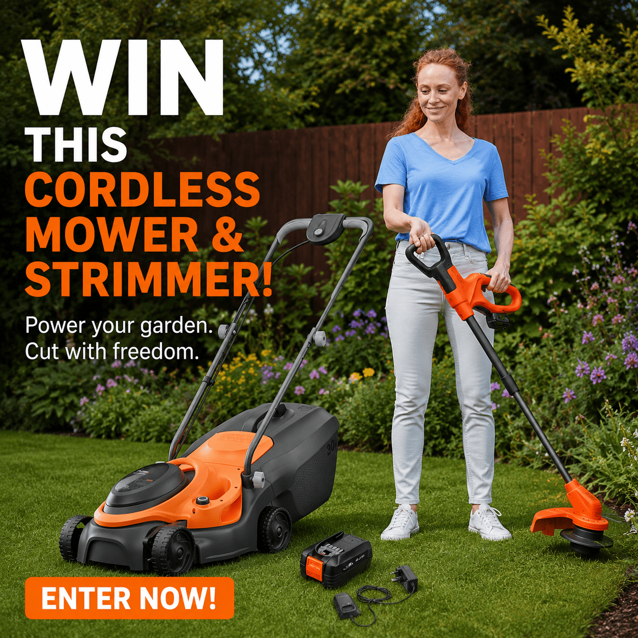 WIN THIS CORDLESS FLYMO MOWER & TRIMMER BUNDLE