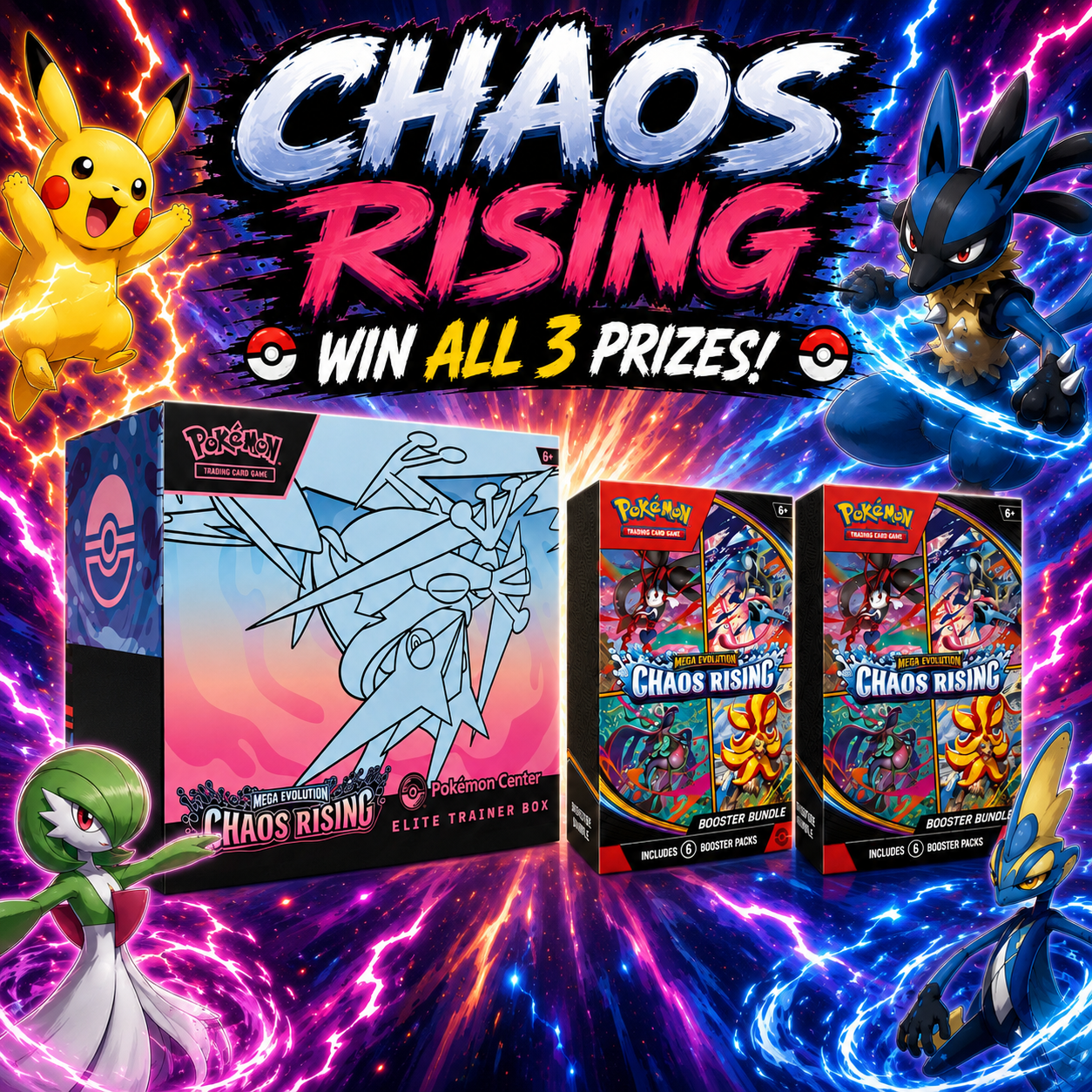 POKEMON CHAOS RISING BUNDLE ETB & 2 BOOSTER BUNDLES